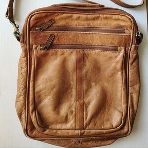 Vintage Cortez Tan Leather Messenger Bag